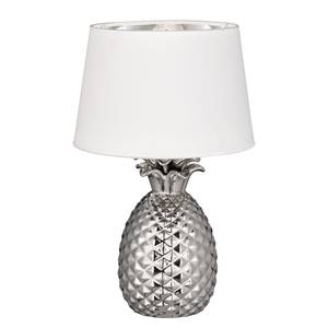 Tafellamp Pineapple II Katoen/keramiek - 1 lichtbron - Wit/zilverkleurig
