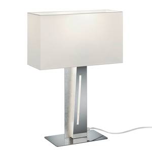 LED-tafellamp Nestor Katoen/ijzer - 1 lichtbron - Wit/zilverkleurig
