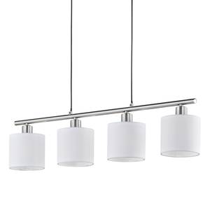 Hanglamp Tommy Katoen/ijzer - 4 lichtbronnen - Wit/zilverkleurig