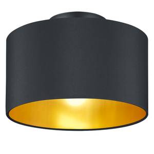 Plafondlamp Hostel Katoen/ijzer - 2 lichtbronnen - Zwart/messing