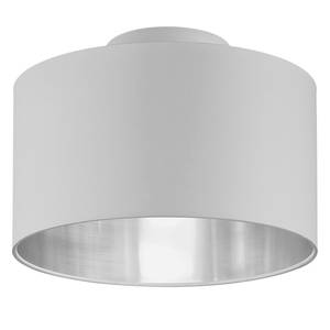Plafondlamp Hostel Katoen/ijzer - 2 lichtbronnen - Wit/zilverkleurig