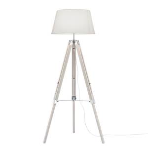 Lampadaire Tripod Coton / Acacia massif - 1 ampoule - Blanc