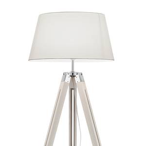 Lampadaire Tripod Coton / Acacia massif - 1 ampoule - Blanc