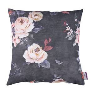 Kussensloop T-Dark Flowers geweven stof - antracietkleurig/beige