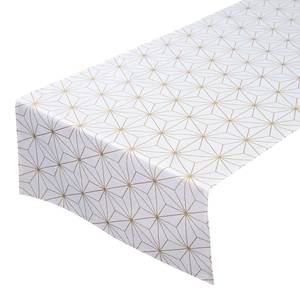 Chemin de table T-Golden Chrystals Tissu - Blanc / Doré