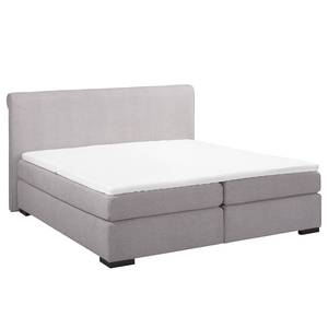 Lit boxspring Willard Tissu structuré - Gris - 140 x 200cm