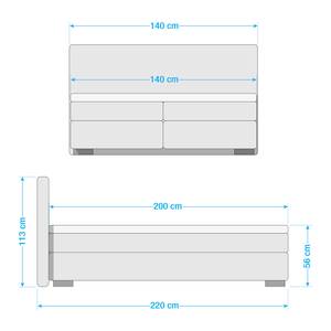 Boxspringbett  Willard I Webstoff - Taupe - 140 x 200cm