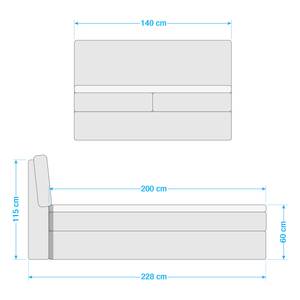 Boxspring Bronson structuurstof - Grijs - 140 x 200cm