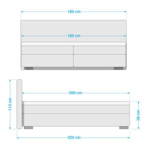 Boxspring Willard structuurstof - Grijs - 180 x 200cm