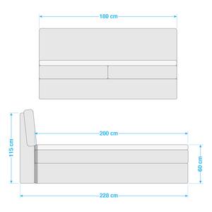 Boxspringbett Bronson Strukturstoff - Grau - 180 x 200cm