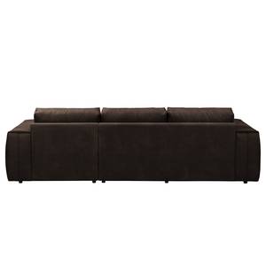 Ecksofa Bucklin Antiklederlook - Dunkelbraun - Longchair davorstehend rechts