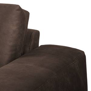 Ecksofa Bucklin Antiklederlook - Dunkelbraun - Longchair davorstehend rechts