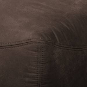 Canapé d'angle Bucklin Aspect cuir vieilli - Marron foncé - Méridienne courte à droite (vue de face)