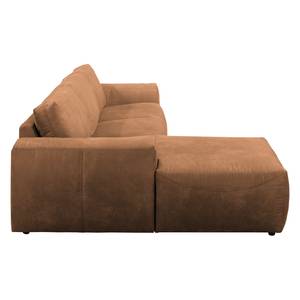 Ecksofa Bucklin Antiklederlook - Cognac - Longchair davorstehend links