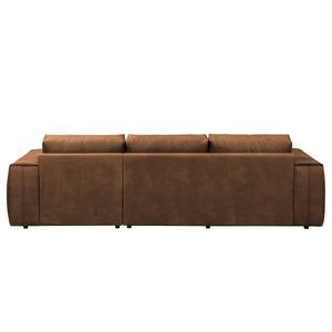 Ecksofa Bucklin Antiklederlook - Cognac - Longchair davorstehend links