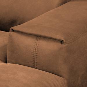 Ecksofa Bucklin Antiklederlook - Cognac - Longchair davorstehend links