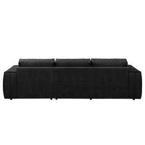 Ecksofa Bucklin Antiklederlook - Schwarz - Longchair davorstehend links