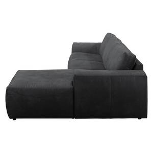 Ecksofa Bucklin Antiklederlook - Schwarz - Longchair davorstehend rechts