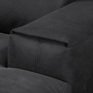 Ecksofa Bucklin Antiklederlook - Schwarz - Longchair davorstehend rechts