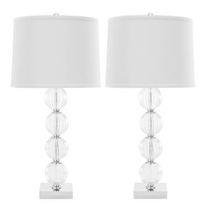 Lampes Giulia (lot de 2) Coton / Cristallin - 1 ampoule - Blanc