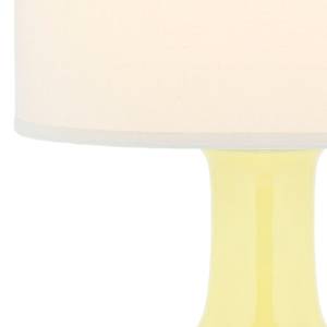 Keramik-Tischleuchte Charlie Baumwollstoff / Kristallglas - 1-flammig - Alpinweiß / Gelb