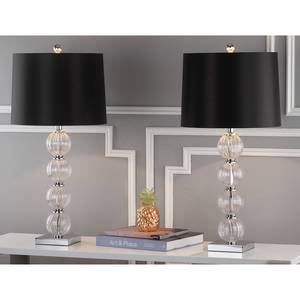 Lampes Giulia (lot de 2) Coton / Cristallin - 1 ampoule - Noir profond