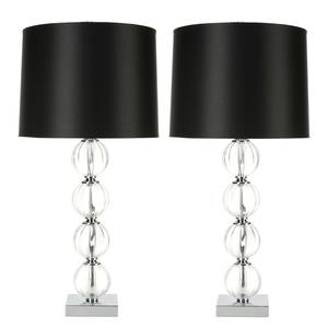 Lampes Giulia (lot de 2) Coton / Cristallin - 1 ampoule - Noir profond