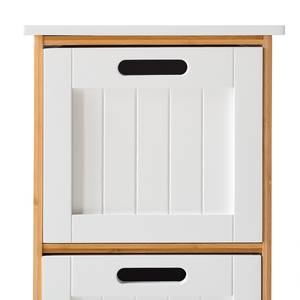 Armoire salle de bain Jakob Partiellement en bambou massif - Blanc mat / Bambou - Hauteur : 111 cm