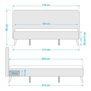 Gestoffeerd bed Feda Geweven stof - Antraciet