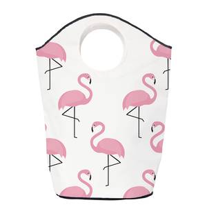 Wäschesammler Amazing Flamingos Webstoff - Weiß / Pink