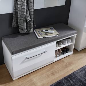 Banc de rangement Matiko Tissu - Gris / Blanc brillant