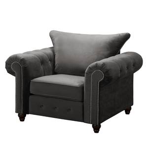 Fauteuil Solita fluweel - Grijs - Zonder hocker