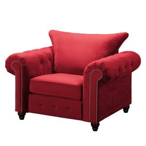 Fauteuil Solita Velours - Rouge - Sans repose-pieds