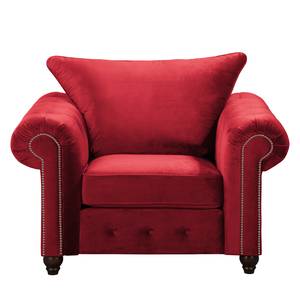 Fauteuil Solita Velours - Rouge - Sans repose-pieds