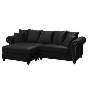 Bigsofa Solita Samt - Schwarz - Mit Hocker