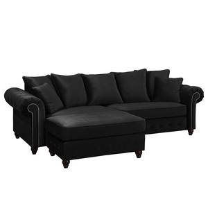 Bigsofa Solita Samt - Schwarz - Mit Hocker