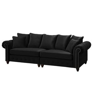 Bigsofa Solita Samt - Schwarz - Mit Hocker