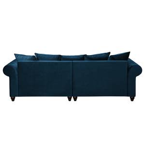 Bigsofa Solita Samt - Dunkelblau - Mit Hocker