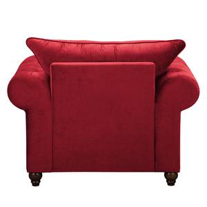 Fauteuil Solita fluweel - Rood - Met hocker