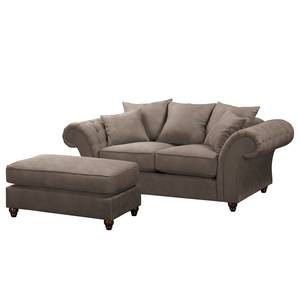 Sofa Pacoa (2-Sitzer) Antiklederlook - Dunkelbraun - Mit Hocker