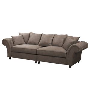 Bigsofa Pacoa Antiklederlook - Dunkelbraun - Mit Hocker