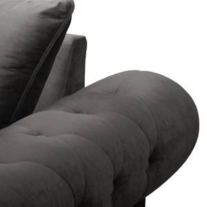 Bigsofa Solita Samt - Grau - Mit Hocker