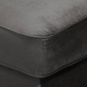 Bigsofa Solita Samt - Grau - Mit Hocker