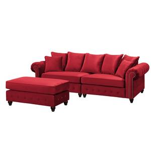 Bigsofa Solita Samt - Rot - Mit Hocker