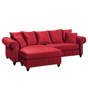 Bigsofa Solita Samt - Rot - Mit Hocker