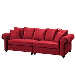Grand canapé Solita Velours - Rouge - Avec repose-pieds