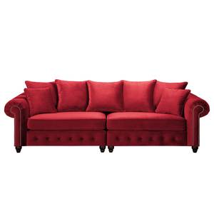 Bigsofa Solita Samt - Rot - Mit Hocker