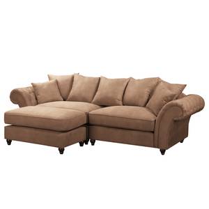 Bigsofa Pacoa Antiklederlook - Latte Macchiato - Mit Hocker