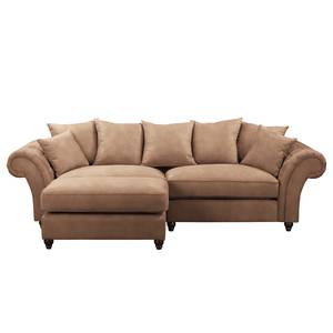 Bigsofa Pacoa Antiklederlook - Latte Macchiato - Mit Hocker