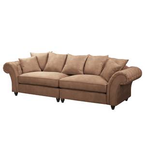 Bigsofa Pacoa Antiklederlook - Latte Macchiato - Mit Hocker